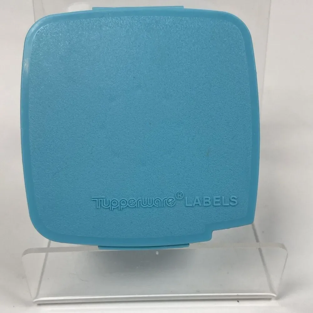 Tupperware Vintage Label Dispenser with Roll of Freezer Labels Blue Aqua